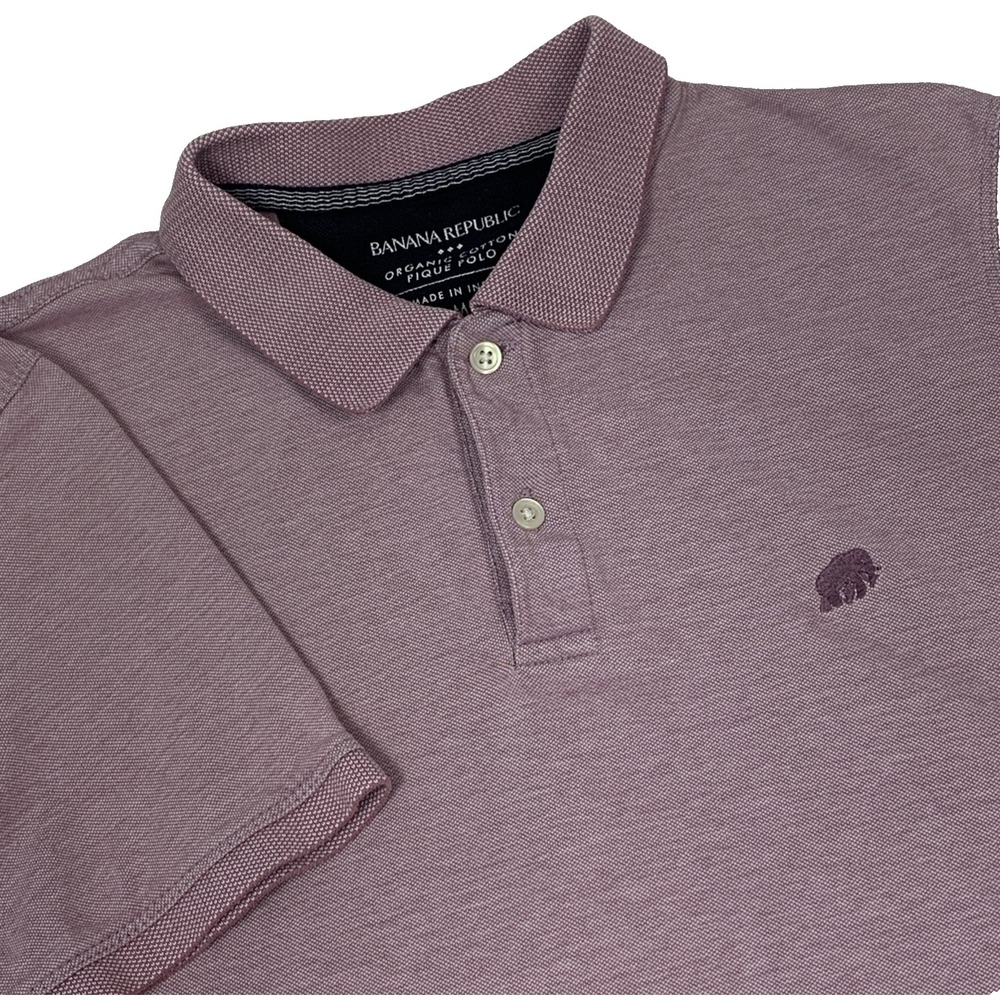 Banana Republic Men's Organic Cotton Pique Polo Shirt Size M Heather Mauve